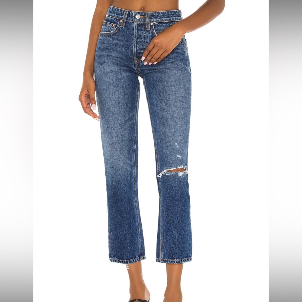 NWT GRLFRND High Rise Straight Crop Jeans